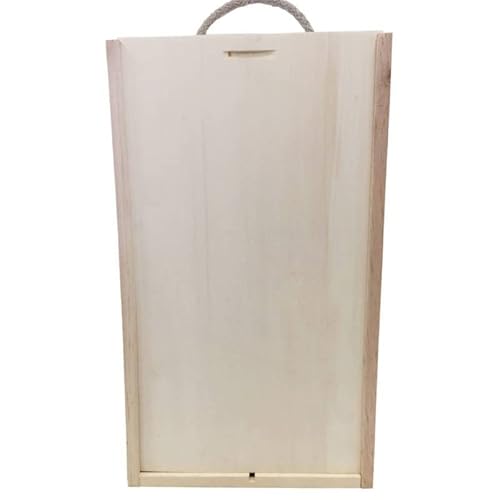 Caja de Madera para 2 Botellas de vinos para Regalos con Tapa DM corredera y Asa, Decoración, Decoupage, Estuches Gourmet