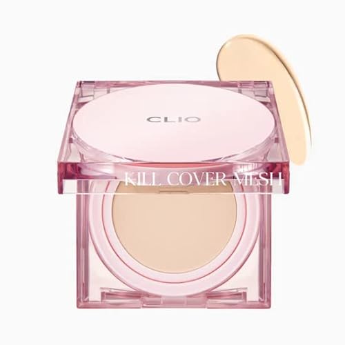 CLIO Kill Cover Mesh Glow Base de maquillaje cushion, brillo con cobertura, con recambio, SPF 50+ PA++++, 3 colores, 15 g, *2EA (03 LINEN)