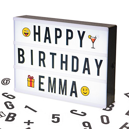 Cosi Home Caja de luz led A5 120 Letras y Símbolos, Conexión USB o Pilas. Letras Decorativas para Mensajes Personalizados - Decoracion Habitacion, Regalos Originales