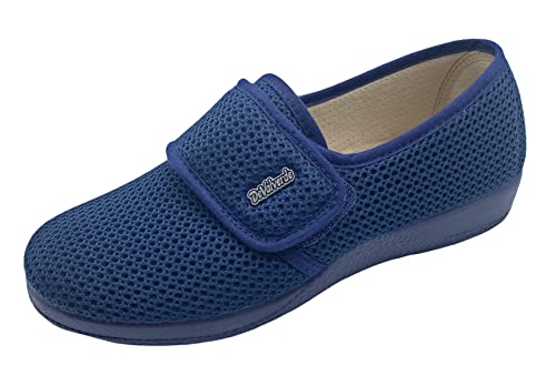 DeValverde - Zapatillas Mujer Pies Delicados - Anatómica Flexible y Ligera con Velcro - Suela Antideslizante - Plantilla Acolchada - Tallas 35-42 (Marino, numeric_37)